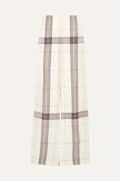 Roland Mouret Tayport Checked Woven Wide-leg Pants In Ivory