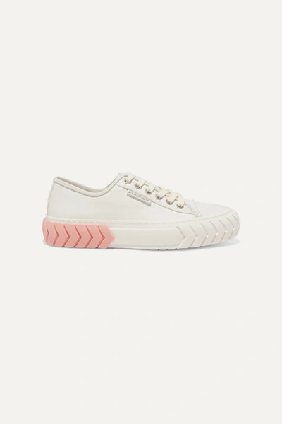 Both Tyres Leather-trimmed Coated-canvas Sneakers In White