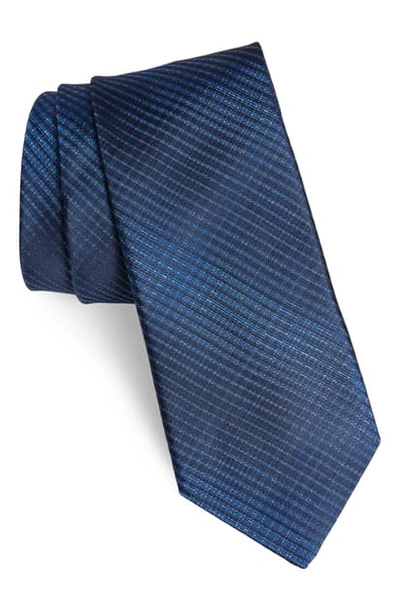 John Varvatos Brushed Tonal Check Classic Silk Tie In Capri Blue