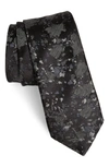 John Varvatos Abstract Watercolor Camo Classic Silk Tie In Black