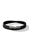 David Yurman Sterling Silver Streamline® Double-wrap Leather Bracelet In Silver/black