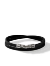 David Yurman Sterling Silver Streamline Double Wrap Leather Bracelet (4mm) In Black