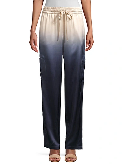 Lafayette 148 Myrtle Dip-dyed Silk Drawstring Pants In Delft