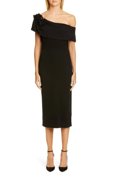 Badgley Mischka Off The Shoulder Cocktail Dress In Black