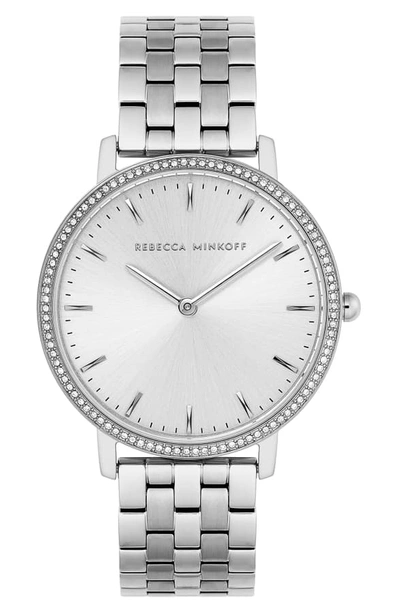 Rebecca Minkoff Major Crystal Bezel Bracelet Watch, 35mm In Silver