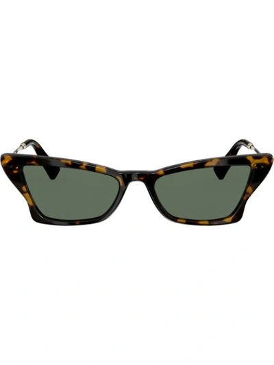 Valentino Geometric Slim Cat Eye Frame Sunglasses In Brown