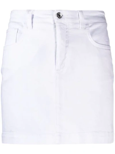 Dolce & Gabbana Denim Miniskirt With Floral Embroidery In White