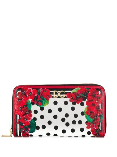 Dolce & Gabbana Floral Print Wallet In Red