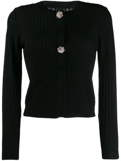 Pinko Embellished Button Cardigan In Black