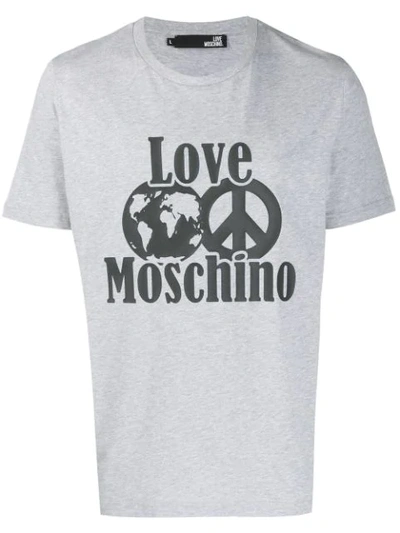 Love Moschino Men's Peace Sign Logo Graphic T-shirt In Grey
