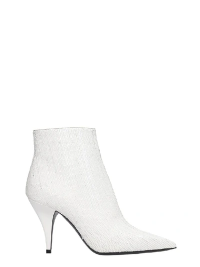 Casadei Delfina Fish High Heels Ankle Boots In White Leather