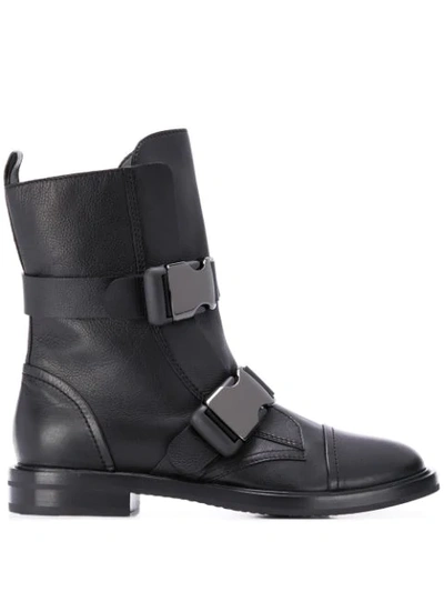 Casadei Combat Boots In Black Leather