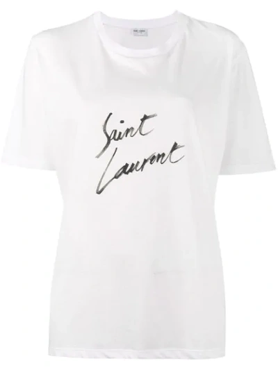 Saint Laurent Logo T-shirt In White
