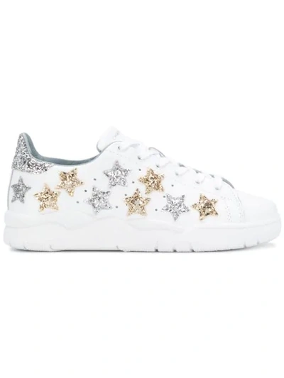 Chiara Ferragni Star Lace-up Sneakers In White