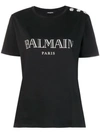 Balmain Buttoned Logo T-shirt In Black