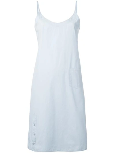 Helmut Lang Cotton Sleeveless Wrap Cotton Shift Dress In Light Blue