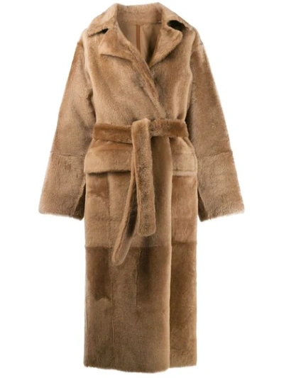 Yves Salomon Lacon Lambskin Coat In Neutrals