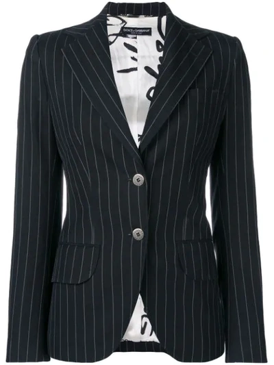 Pre-owned Dolce & Gabbana 2000's Pinstripe Blazer In Blue