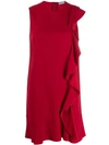 Red Valentino Frilled Sleeveless Dress In D05 Deep Red