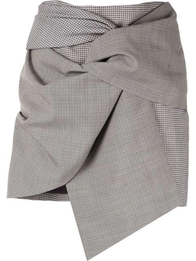 Acler Houndstooth Asymmetric Mini Skirt In Grey