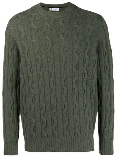 Brunello Cucinelli Patterned Knit Jumper In Green