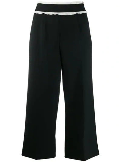 Red Valentino Ruffle Trimmed Culottes In Black
