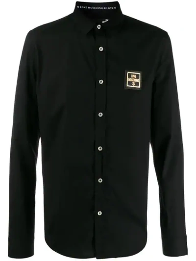 Love Moschino Logo Plaque Shirt In Black