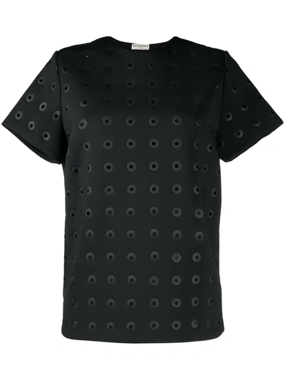 Pre-owned Balenciaga Eyelet Detailed T-shirt In Black