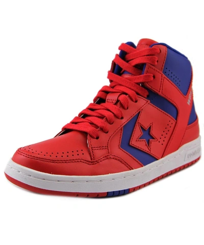 Converse Weapon Mid Men Round Toe Leather Red Sneakers | ModeSens