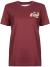 Off-white Floral Embroidered T-shirt Burgundy In Maroon