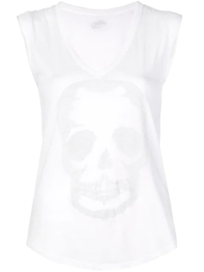 Zadig & Voltaire Brooklyn Strass Cotton Skull Tee, Blanc In White