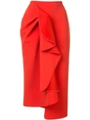 Acler Crawford Ruffled Skirt In Tangerine Red