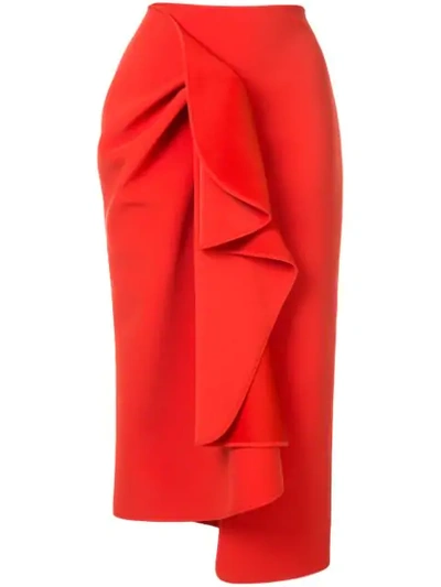 Acler Crawford Ruffled Skirt In Tangerine Red
