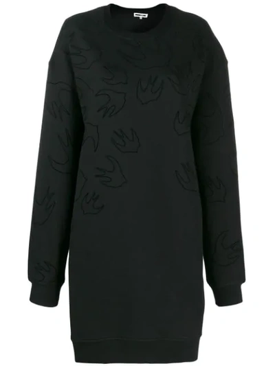 Mcq By Alexander Mcqueen Swallow Print Jumper Dress In Black