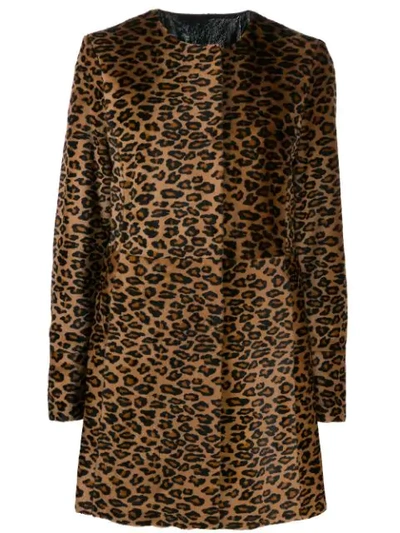 Drome Leopard Print Coat In Brown