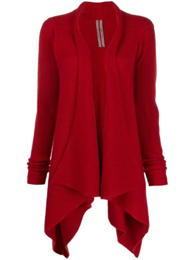 Rick Owens Ribbed Cardigan In Red