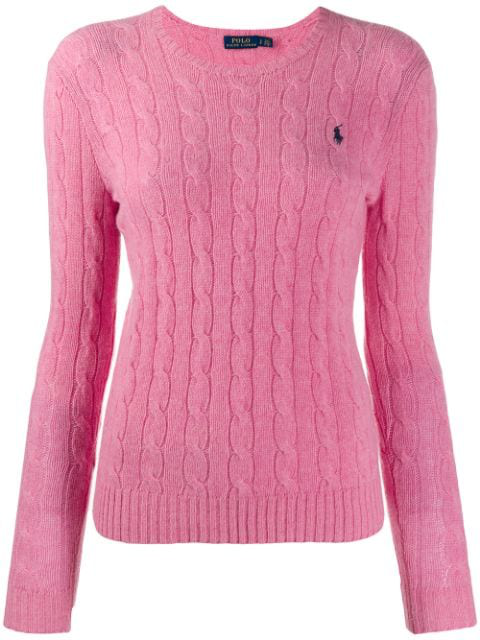 Polo Ralph Lauren Cable Knit Long Sleeve Jumper In Pink | ModeSens
