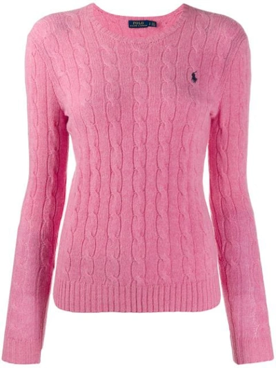 Polo Ralph Lauren Cable Knit Long Sleeve Jumper In Pink