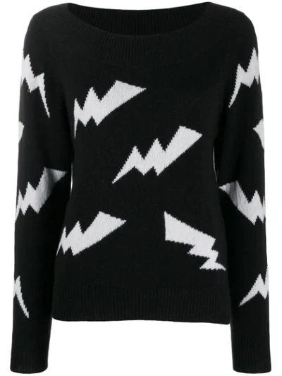 P.a.r.o.s.h Intarsia Lightning Sweater In Black