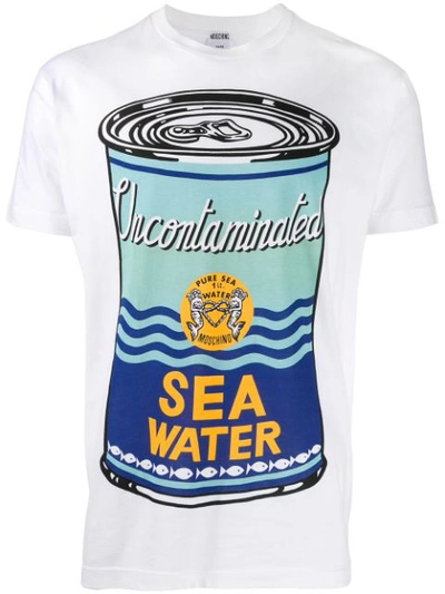 Pre-owned Moschino 1988s Sea Water Printed T-shirt In White