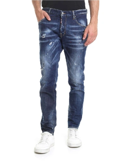 Dsquared2 Paint Splattered Skater Jeans In Denim