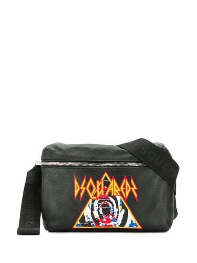 Dsquared2 Black Belt Bag W/ Rock Print