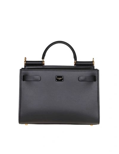 Dolce & Gabbana Sicily Bag 62 Small In Calf Leather In Black