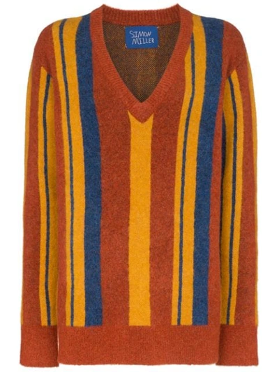 Simon Miller Stripe V-neck Jumper In 10074 Multicoloured