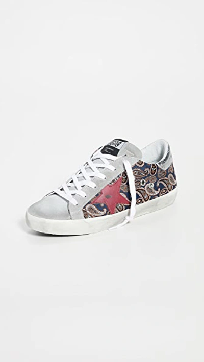 Golden Goose Superstar Paisley Sneakers In Navy Paisley