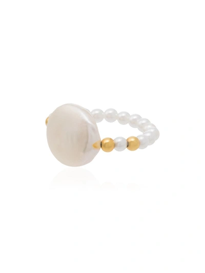 Anissa Kermiche Caviar Pebble Gold-plated Pearl Ring In White