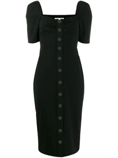 Veronica Beard Trace Button-detailed Cady Dress In Black