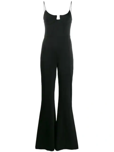 Galvan Velvet Corset Wide-leg Jumpsuit In Black