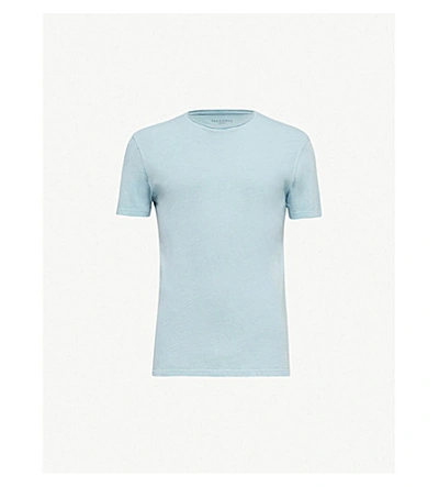 Allsaints Figure Crewneck Cotton-jersey T-shirt In Arbour Blue