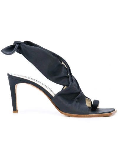 Tibi Axel Tie Ankle Leather Sandals In Blue